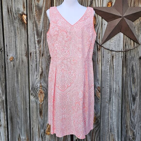 Paisley Print Dress Tommy Hilfiger Stretch Orange White Sleeveless Plus Size 16 - Picture 1 of 7